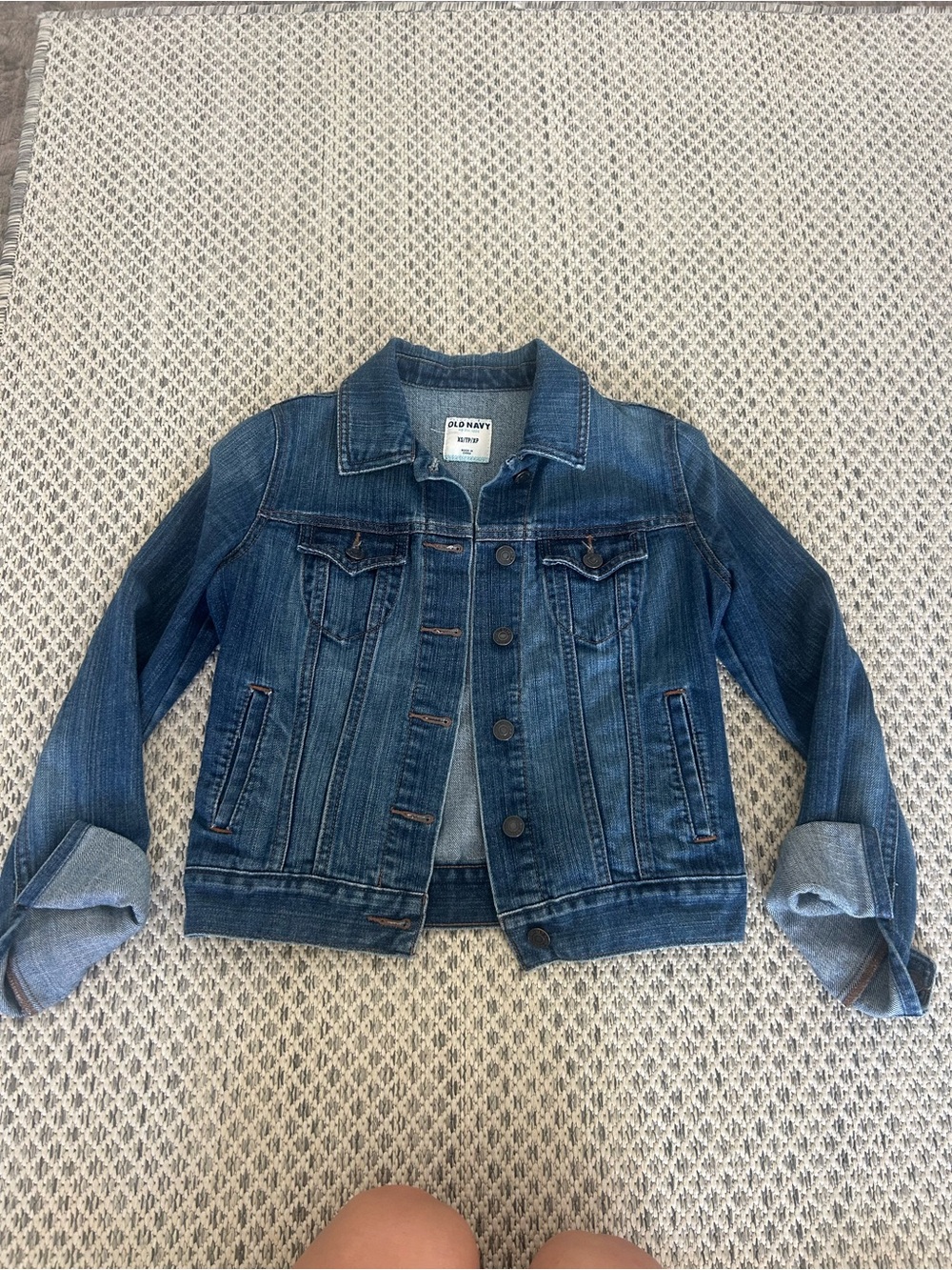 Old Navy Medium Blue Denim Jacket with Rolled Cuffs- XS